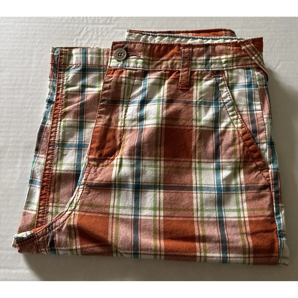 Old Navy Boys Shorts Size 14 Cool Plaid Bermuda Style with Adjustable Waist